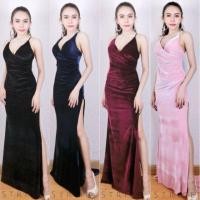 ราคา งานดี เข้าเพิ่มจ้า เดรสออกงานทรงเอยาว ผ้ากำมะหยี่ สวยหรู (1457592794)