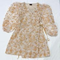 ราคา เดรสชีฟองผ้าแก้ว งานปักทั้งตัว สีเหลืองทอง ใส่ออกงาน (28616348572)