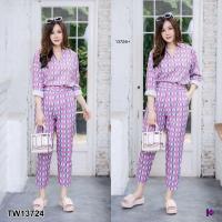 ราคา ℙ ❤ เซ็ต2ชิ้น#สาวอวบ#เสื้อเชิ้ตคอจีน+กางเกงขาเดฟ 4ส่วน (7796240075)