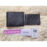 ราคา #พร้อมส่งCOACH แท้✔️New wallet men กระเป๋าตังค์ชายแบบมีไส้ ลายCดำขอบแดง (20763410817)