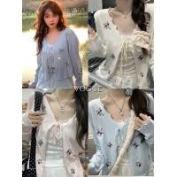 ราคา Vogueพร้อมส่ง เสื้อคาร์ดิแกนแขนยาวชายระบาย เสื้อคาร์ดิแกนกันแดดแขนยาวลายดอกไม้ (71075) (29373103551)