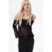 ราคา H&M(เอชแอนด์เอ็ม) เสื้อครอปผ้าชีฟองแบบเปิดไหล่ ผู้หญิง 1230671_2 (27974740103)