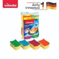 ราคา Vileda Colors Scourer Pack 4 วิเลดา ฟองน้ำ คัลเลอร์ แพ็ค 4 ใยขัด ล้างจาน (28738732896)