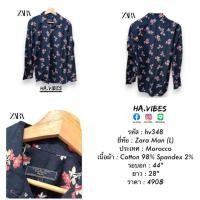ราคา เสื้อเชิ้ต เสื้อฮาวาย Zara Man มืสอง ของแท้ รหัส hv348 (24132074735)