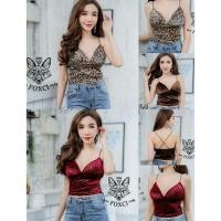 ราคา เสื้อครอปสายเดี่ยว ผ้ากำมะหยี่ผสมเกล็ด (4415981053)