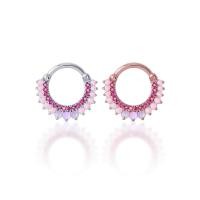 ราคา Piercingroom by Jay ห่วงล็อค สำหรับผิวแพ้ง่าย CZ/Pink Opal Clicker ห่วงเพชร/โอปอล เงินแท้ (ราคาต่อชิ้น) (23435753283)