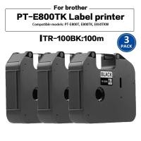 ราคา 3 ชิ้นป้ายสําหรับ BROTHER TR-100BK 12 มม.*100M หมึกริบบิ้นป้ายสีดํา tapeTR-100BK/PT สําหรับ PT-E8000T PT-E800TK PT-E850TKW (27171107532)