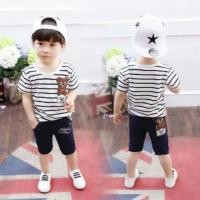 ราคา ชุดเสื้อคอกลมแขนสั้นพร้อมกางเกงขาสามส่วนปักหมีหน้าอกเสื้อและกางเกงด้านหลัง (พร้อมส่ง) (473871860)