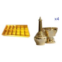 ราคา ตราสิงโต กล่องพระ12ช่องสีเหลืองไข่ไก่+ชุดกรวดน้ำสีทองx4 (181143663)