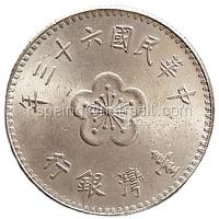 ราคา เหรียญต่างประเทศ ไต้หวัน 1 หยวน ปี 1974 (26506578785)