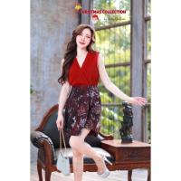 ราคา (m) จั๊มสูทขาสั้น จั๊มกระโปรงกางเกง ผ้าทอ สีแดง ผ้าวิ้ง สวยมากๆ งานป้าย lady sunshine (23608875937)