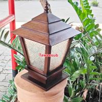 ราคา โคมไฟหัวเสา โคมไฟไม้สัก โคมไฟหัวเสาไม้สัก หัวเสาบาหลี โคมไฟไม้สักติดหัวเสา ตกแต่งบ้าน โคมไฟ พร้อมส่ง (27676576755)