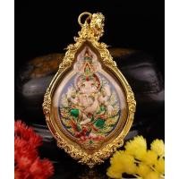 ราคา #เหรียญคชานายะ หรือ #เหรียญพระพิฆเนศ ️รายการ 11 เนื้อทองทิพย์ลงยา ((+)) เลี่ยมกรอบบรอนซ์ชุบทองคำแท้ (25962040103)