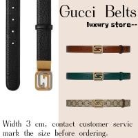 ราคา กุชชี่ Gucci Square Interlocking Double G Buckle Belt/เข็มขัดผู้ชาย/ล่าสุด/การจัดซื้อของแท้ (29414111134)
