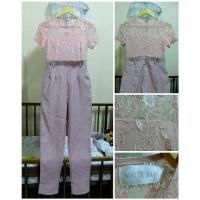 ราคา จั๊มขายาวลูกไม้ สีชมพู งานป้าย White Garden (8755506553)