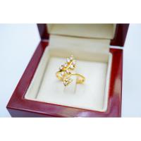 ราคา S.R. แหวนทองใบมะกอก แหวนเพชร เม็ดละ 0.10 กะรัต เพชรน้ำ100 ขาวสวยไฟดี พร้อมใบรับรองสินค้า เคลือบทองคำแท้100% (29074848693)