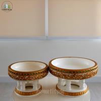 ราคา โตกไม้ สีขาว ลายตัวหนอน พานไม้ โตกทอง มีให้เลือกถึง 5 ขนาด (22930535777)