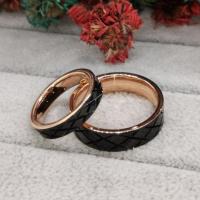 ราคา แหวนทังสเตน สีโรสโกลด์ หน้าดำ ลายตาราง ขนาด 4,6 มม. (6401260195)