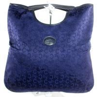 ราคา กระเป๋า CELINE Logo Navy Canvas & Leather Hand Bag Clutch แท้100% (1926534522)