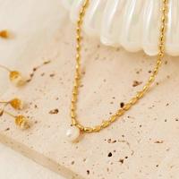 ราคา ร้านไทยพร้อมส่ง สร้อยคอสีทองห้อยจี้มุก งานสแตนเลสแท้ ไม่ลอกไม่ดำ (43901312397)