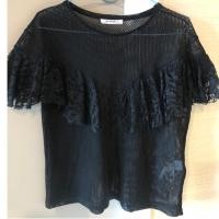 ราคา เสื้อยืด สีดำ Zara แท้ จากช๊อป sizeM ผ้าสวย ระบายหน้าอก ไม่เคยใส่ ผ้ายืดมาก รอบอก 32-38” ราคา 290 บาท (3539172910)