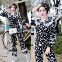 ราคา MF15192 Jumpsuitจั้มสูทขายาว แขนยาว ผ้า 100D พิมพ์ลายดอกเดซี่สุดฮิต คอปกบวแต่งลูกไม้ ดีเทล ปลายขาจั้มทั้ง 2 ข้าง (8312129366)