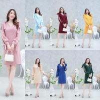 ราคา เดรสแขนยาว ผูกโบว์ ใส่ออกงาน ใส่ไปงานเลี้ยง งานแต่ง ทรงสวย ดูหรู ตรงปก นางแบบใส่งานจริง (28412548104)