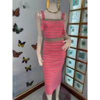 ราคา งาน 7ee style เดรสเอี้ยมสีชมพูลายขวางสีเทา ตะขอเงินปรับสายได้ เนื้อผ้าดี นิ่ม ยืดได้ ไม่บาง (25503735420)