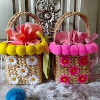ราคา กระเป๋าสาน ตกแต่งดอก (3516154159)