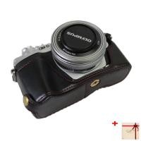 ราคา Leather Camera Half Case Cover For Olympus PEN-F EM5 EM10 OM-D E-M5 E-M10 Mark II III IV E-PL10 E-PL9 E-PL8 E-PL7 with c (27419173203)