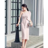 ราคา เดรสเพื่อนเจ้าสาว สีชมพู เปิดไหล่ (21192074621)