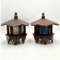 ราคา โคมไฟไม้สักเก่า ติดผนัง ทรงดอกเห็ด (21231201332)