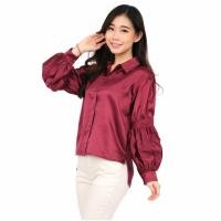 ราคา KEMEJA เสื้อเชิ้ตผ้าซาตินแขนบอลลูน (3078431519)