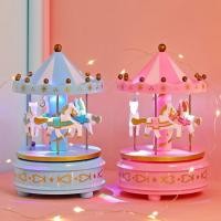 ราคา กล่องดนตรี ม้าหมุน Carousel Music Box มีไฟ มีเพลง หมุนได้ หีบเพลงม้าหมุนแต่งห้อง ของขวัญวันวาเลนไทน์ (10202271850)