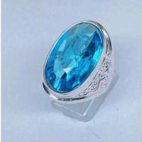 ราคา แหวนชายเงินแท้ฟ้าบลูโทพาสลายไทยเงินแท้ 92.5% (20226807649)