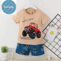 ราคา ชุดเด็ก 2 ชิ้น เสื้อยืด+กางเกงขาสั้น ผ้าดี ผ้าคอตตอน ป้าสเปนเด็กซ์ ผ้าเนื้อนิ่ม เด้ง ไซด์ 70/75/80 พร้อมส่ง (5881379458)