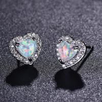 ราคา 1 คู่บริสุทธิ์ 925 เงินสเตอร์ลิงต่างหูสตั๊ดสีขาวและต่างหูรูปหัวใจ (40060641881)