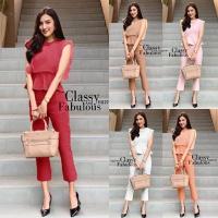 ราคา GN11027 **รบกวนสอบถามก่อนสั่งซื้อจ้า** Set 2 ชิ้น เสื้อแขนกุดคลุมผ้าแก้ว + กางเกงขายาว (7967846831)