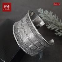 ราคา MT กำไลเงินแท้ ลายสาน ขนาดใหญ่ กว้าง 3.5 ซม. ข้อมือ 18, 19 ซม Bangle (sbg272) MT Jewelry มณีธารา (29225525818)