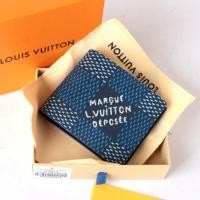 ราคา (พร้อมกล่อง) หลุยส์ ล-โวลต์ กระเป๋าสตางค์ผู้ชาย 60895 กระดานหมากรุก สีน้ําเงิน หนังแท้ ใหม่ กระเป๋า (26559403314)