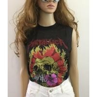 ราคา เสื้อหัวกระโหลกผู้หญิง☠️เสื้อวงร็อคMETALLICA ผ้าบางเฉียบ (4204291215)