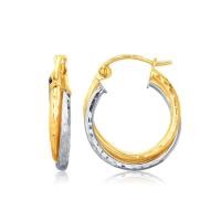 ราคา Nathalias NY ต่างหูห่วงทองสองกษัตริย์ 14k ลายเกลียวบิด Hammered Twist Motif Hoop Earrings in 14k (24860679080)