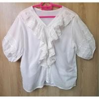 ราคา F627เสื้อคอวีแต่งระบายลูกไม้ที่คอแขนตุ๊กตาแต่งลูกไม้สาวอวบ (29272687170)