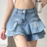 ราคา Newlan DQ006 กระโปรงยีนส์ผู้หญิง & 39;s กางเกงยีนส์มินิกระโปรง Double Layer Ruffled กระโปรงยีนส์สั้นเอวสูงกระโปรงยีนส์/กระโปรง midi/กระโปรงสั้น (28265225578)