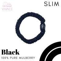 ราคา ยางรัดผมผ้าไหมแท้ สี Black Size S ยางผ้าไหมถนอมเส้นผม mulberry แท้ 100% mulberry silk scrunchie (29308791273)