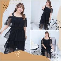 ราคา PMSWEET PLUSSIZE : PM4239 : พร้อมส่ง เสื้อผ้าไซส์ใหญ่ คนอ้วน สาวอวบ ชุดเดรสลูกไม้ ชุดเดรสผ้าตาข่าย ชุดเดรสสีดำ (9173645383)