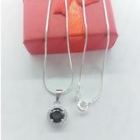 ราคา สร้อยคอเงินพร้อมจี้นิล สร้อยคอเงินแท้ 92.5% ยาว 16 นิ้ว ,18 นิ้ว ชุบทองคำชาวแท้ (14227960495)