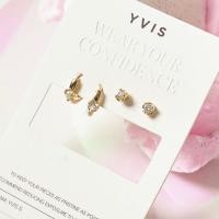 ราคา YVIS Glitter White Gem Set l 18K Cubic Zirconia ต่างหูชุบทอง (24417566497)