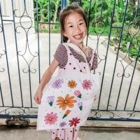 ราคา กระเป๋าผ้าเพ้นท์ลายดอกไม้ handmade (4216750513)