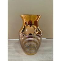 ราคา DT67-116 แจกันแก้วสีทองทรงน้ำเต้าลายเส้นถี่ แจกันทรงสวย สีทองเงา M4-2 (22043192781)